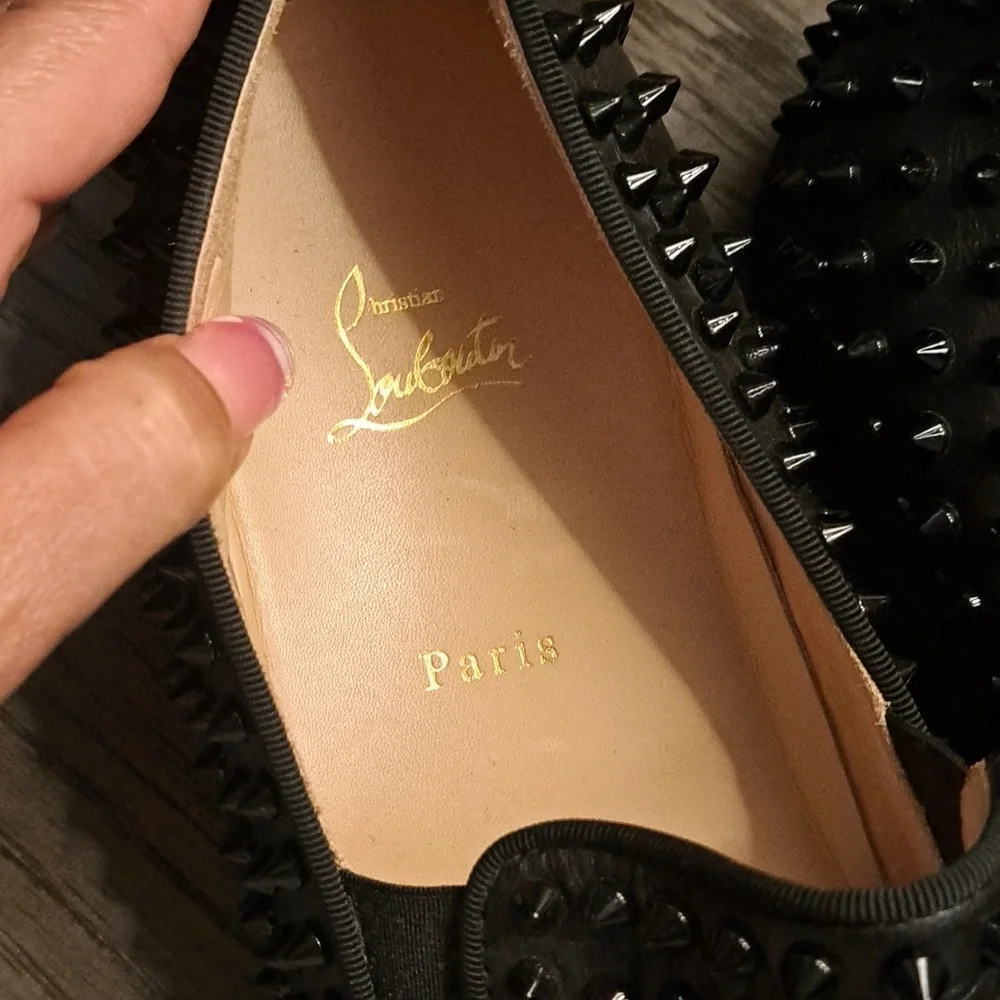 Christian Louboutin Black Spike Roller Boat Sneaker - Picture 5 of 6